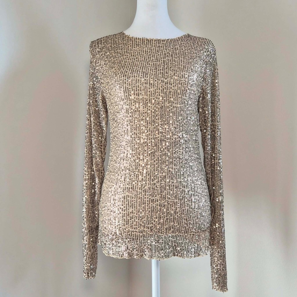 Free People Intimately All Over Sequin Gold Rush Whimsy Stargirl Romantic Top S - Picture 3 of 12